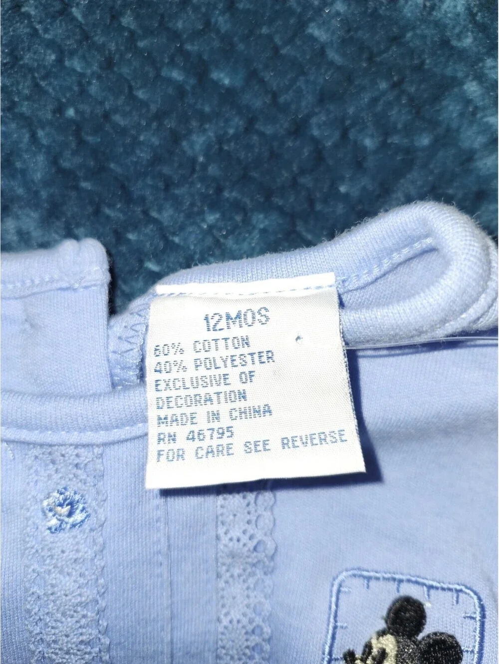 Vintage Baby light blue Disney baby boy Mickey Mouse long-sleeve shirt